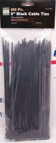 STORE HOUSE  8&#034; Black Cable Ties 100 Pc. Nylon Wire Cable Straps Ties