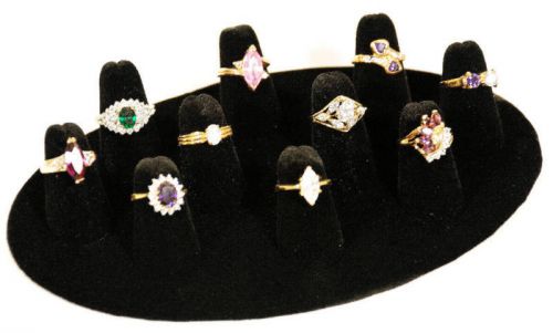 Black velvet 10 finger oval ring display stand jewelry presentation displays for sale