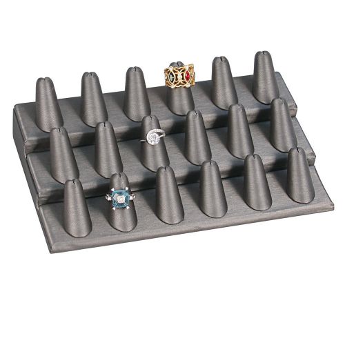 18 fingers display grey leatherette jewelry ring display stand showcase display for sale
