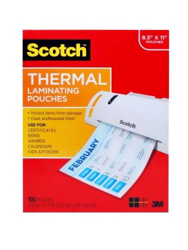 Pouches scotch thermal laminating x inches 4 pack 8 9 11 100 3 mil thick new for sale