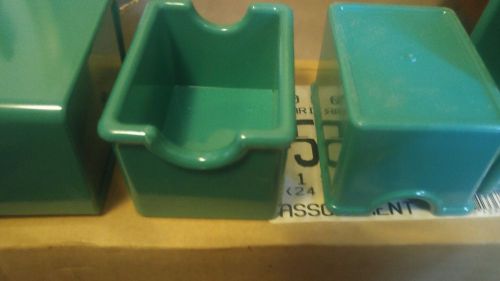 Set of 4 Carlisle 4550 Styrene Sugar Caddy, 20 packs. Meadow green