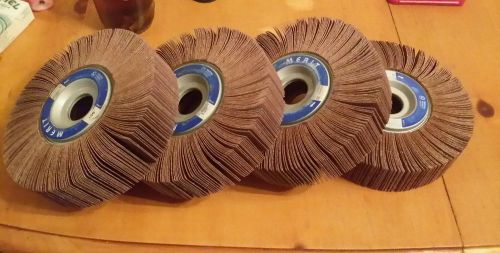 (Qty.4) Lot of MERIT Flap wheels, 6&#034; D,1-1/2&#034; W, 1&#034; arbor. 150 Grit SAVE!!