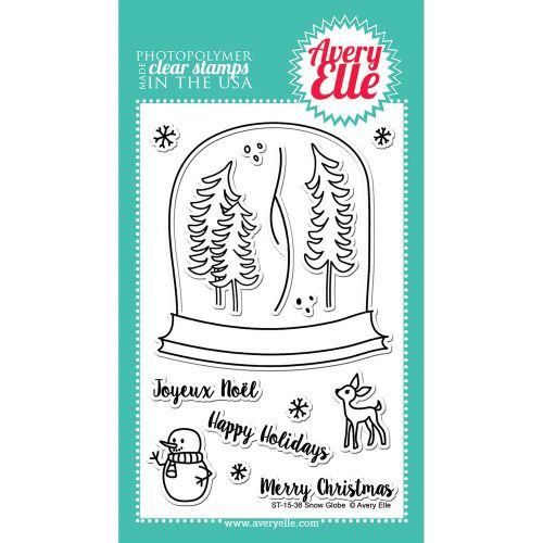 &#034;Avery Elle Clear Stamp Set 4&#034;&#034;X6&#034;&#034;-Snow Globe&#034;