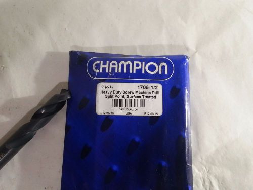 Champion 1705 -1/2 Heavy Duty Screw Machine Drill Bit Pack of 6