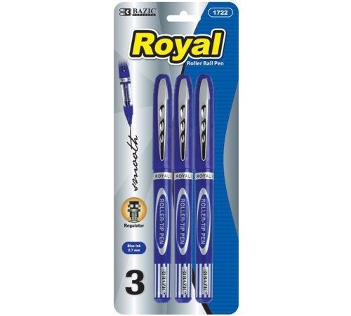 Bazic BAZIC Royal Blue Rollerball Pen (3/Pack)