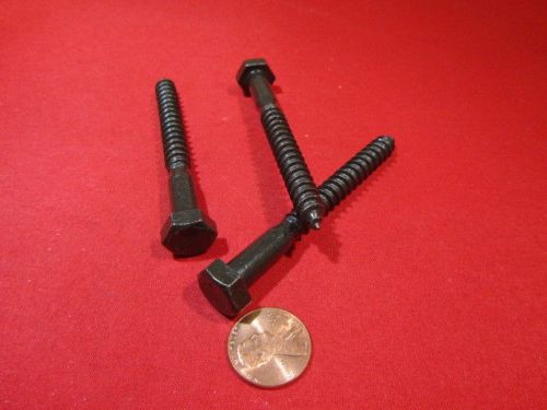 Black Zinc Hex Head Lag Screw 9/16 Hex Size 3/8 Thread x 4.00&#034; Length, 20 pcs