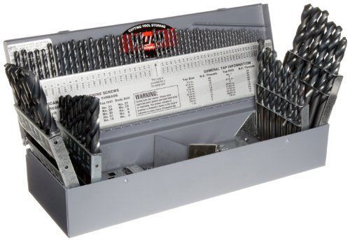 Precision twist c114comb high speed steel jobber length drill bit set, black for sale