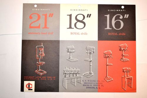 CINCINNATI 21&#034;  DRILL Press 16&#034; &amp; 18&#034; ROYAL DRILLS CATALOG D-144 #RR993