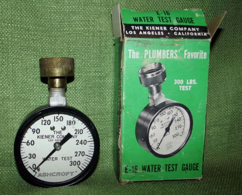 Vintage E-16 Water Presssure 300 lbs Test Gauge Kiener Company Plumbers Favorite