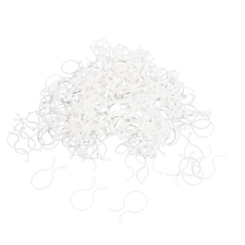 500Pcs White Plastic U Shape Round Tips Twist Lock Cable Wire Ties 20mm