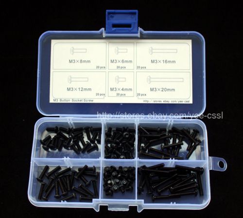 M3 Button Head Socket Cap Screw Qty 120pcs Assortment Kit M3x8 M3x20mm 134120