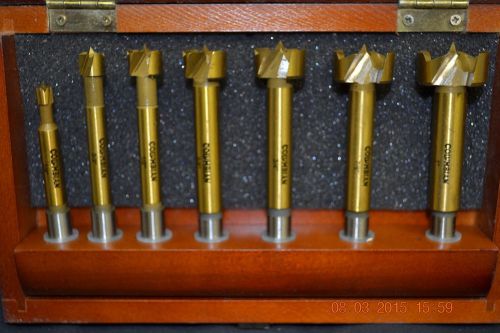 DRILL BIT SET COLUMBIAN 7pc FORSTNER Titanium 1/4&#034; to 1&#034; wood case 33107