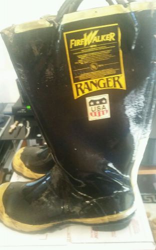 FIRE WALKER ?NFPA? RANGER FIREFIGTHING RUBBER TURNOUT BOOTS SIZE 8 MEDIUM STEEL