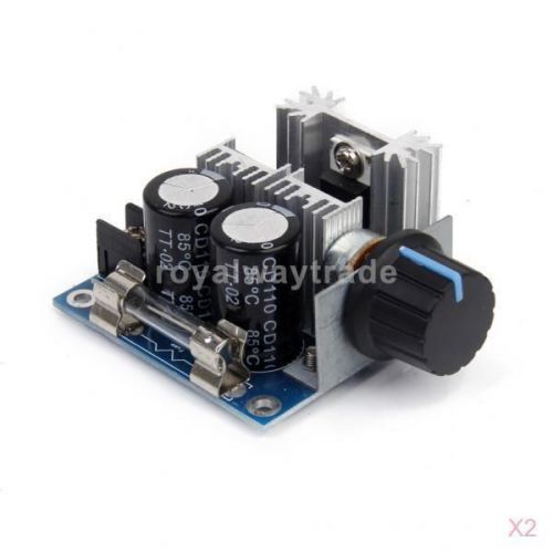 2x 12V-40V 10A PWM DC Motor Speed ControllerKnob Switch - Blue Panel