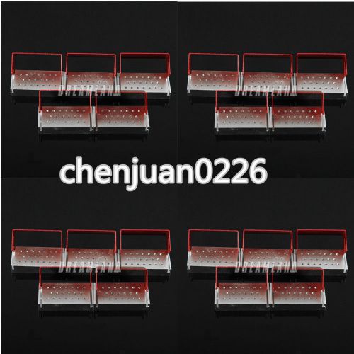 20 PC Autoclave Aluminium Dental Burs Holder Block Disinfection Box 20 Hole  Red