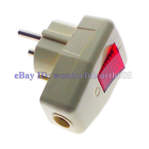 Schuko Germany Type F Rewireable Power Plug 250V 16 Amp W/ LED Indicator Switch