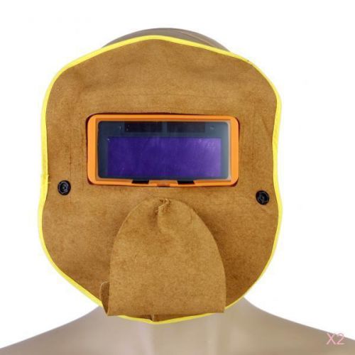 2x protective welder welding helmet grinding hood mask foldable leather shield for sale