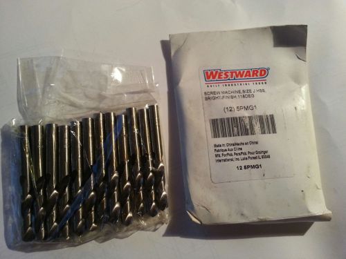 (12) Bits, LETTER &#034;J&#034; WESTWARD 5PMG1 Jobber Drill Bit, HSS, .2770 dia.