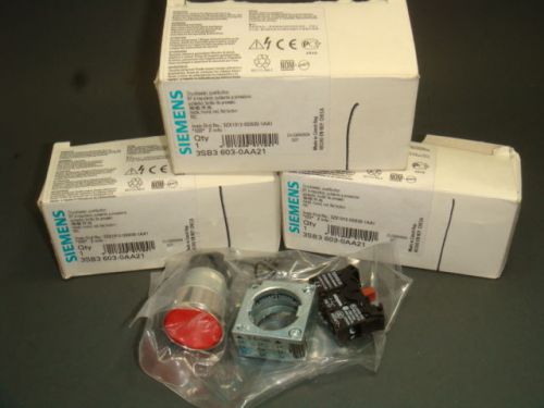 1 NEW SIEMENS PUSHBUTTON 3SB3 603-0AA21, ROUND, RED, FLAT BUTTON, 1 NC, NIB