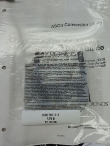 KRONOS TIME CLOCK 8600706-011 ASCII CONVERSION UTILITY 7B.00