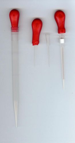 3 red eye dropper bulbs for pipettes &amp; tips - includes 4 bonus disposable tips for sale