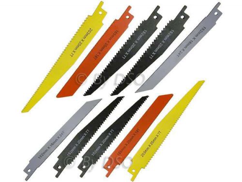 10pc reciprocating saw blade set wood metal universal shank pa074 for sale