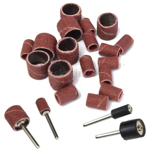 100pcs 1/4&#034; 80 grit sanding drum sleeves sander with 2 mandrels for dremel tool for sale