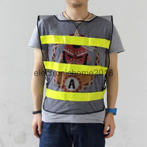 Visibility safety waistcoat vest reflective fluorescent strip black mesh for sale