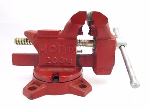 Vintage Home Bench Vise 3 1/2&#034; Swivel Base Red in Original Box Made in Japan