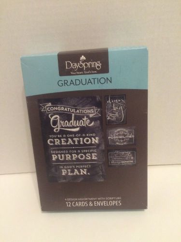 DAYSPRING Graduation Cards 12 Embossed White Envelopes Chaulkboard Edition