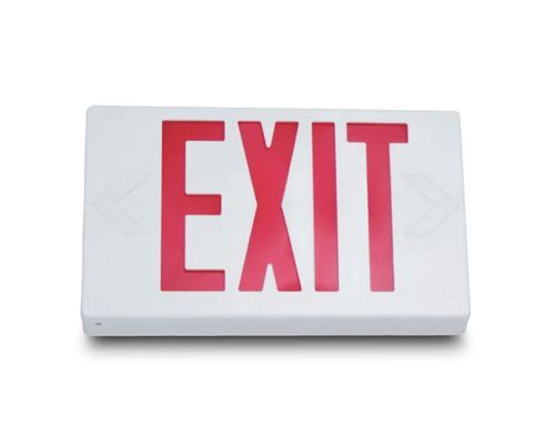 EXIT LIGHT,W/BAT B/UP RED LED