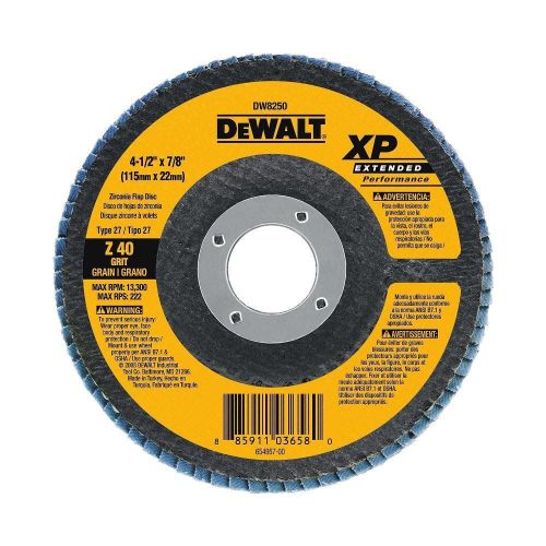 Dewalt dw8252 flap wheels type 27 4 1/2 &#034; x 7/8 z80 grit free ship usa zirconia for sale