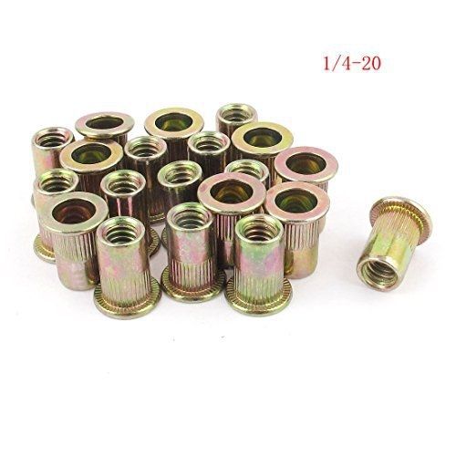 Urbest? 50pcs zinc plated carbon steel rivet nut rivnut insert nutsert 1/4-20 for sale