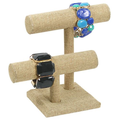 MODERN BURLAP BRACELET STAND TBAR BRACELET NECKLACE T-BAR SHOWCASE WATCH DISPLAY