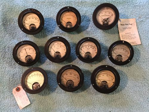 10 lot antique gauges meters amperes 2000 volts weston # 301 425 radio steampunk for sale