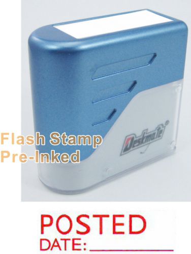 Deskmate { posted date } pre-inked self-inking red ink rubber stamp flash for sale