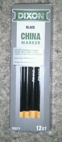 Dixon China Marker Pencils Black 12 Count #00077