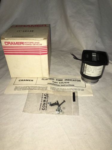 Cramer Motors &amp; Timing Devices Elapsed Time Indicator 635K/636~6x139~115/60 NOS