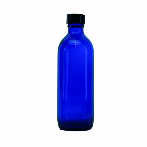 Qty 4 - 4oz Cobalt Blue Bullet Round PET Plastic bottles+Dispensing Caps