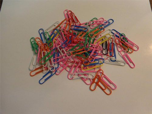 2400 CT. BAG OF VINYL COATED MULTI COLOR PAPER CLIPS OFFICE SUPPLIES HOME DESK