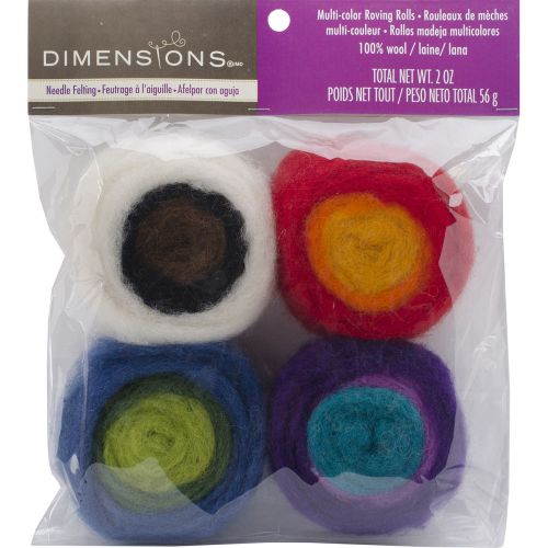 Feltworks Roving Rolls 2oz 4/Pkg-Multicolor