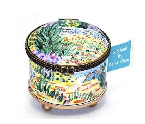 Kelvin Chen Enameled Postage Stamp Holder - Monet&#039;s Water Lily