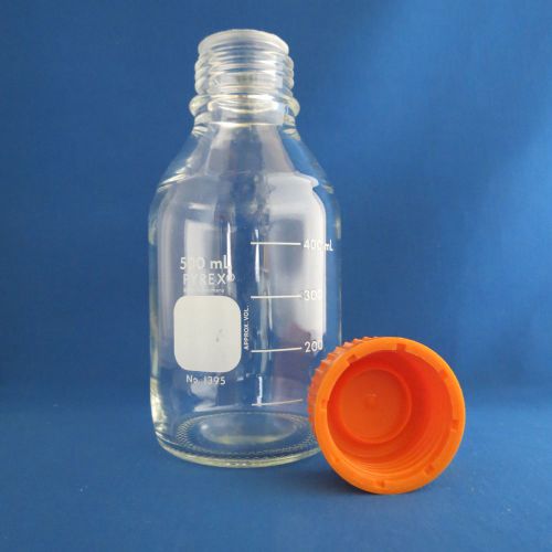 10 Pyrex 500mL Media Storage Bottles w/ Screw Caps  #1395-500