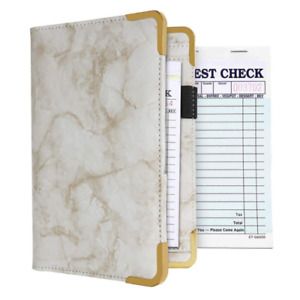 Server Book Waitress Book Organizer Pouch Zipper Restaurant Pen Holder Marble