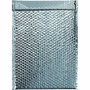 BOX USA BINM1210 Cool Shield Bubble Mailers 12 3/4&#034; x 10 1/2&#034; Silver 12.75&#034; W...