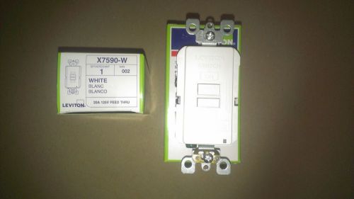 NEW- LEVITON GFCI FACELESS RECEPTACLE SWITCH X7590-W WHITE / 20 AMP FEED THROUGH