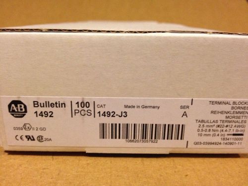 Allen-Bradley 1492-J3, Feed Thru Screw Terminal Block, 3mm, Gray, Box Of 100 Pcs