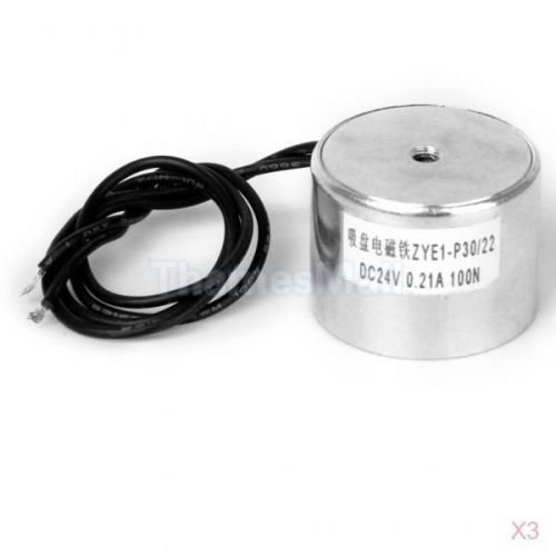 3x dc 24v electric lifting magnet solenoid m4 electromagnet lift holding 100n for sale