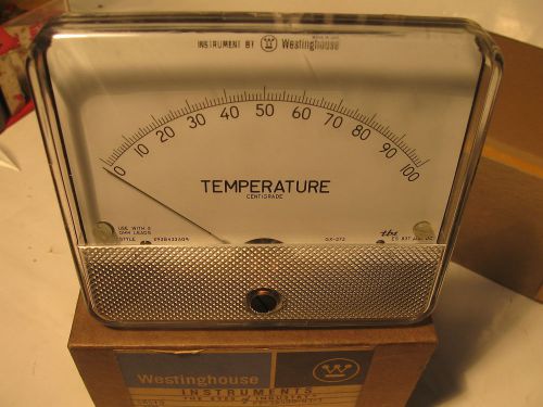 Westinghouse Panel Meter GX-373 Temp Indicator 0-100C 293B433A09 4&#034; x 4.5&#034; 2 ohm