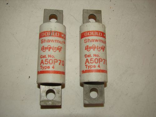 GOULD SHAWMUT A50P70 FUSES 70A 500V (LOT OF 2) ***XLNT***